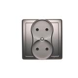 Simon Basic Gniazdo wtyczkowe bez uziemienia podwójne monoblok 16A 250V zaciski śrubowe stal inox *Kompletne - nie do ramek BMG2/21 KONTAKT