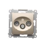 Simon 54 Gniazdo antenowe R-TV-SAT przelotowe złoty mat