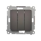 Simon 54 Przycisk potrójny z podświetleniem LED 10A szybkozłączka brąz mat