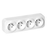 Gniazdo poczwórne natynkowy ToDo 2P+Z IP20, 16A, 230V AC, 16A, 230V AC, biały