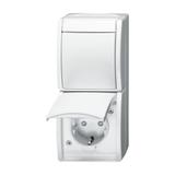 OCEAN Zestaw gniazdo SCHUKO z wyłącznikiem z przesłonami  IP 44 biały alpejski