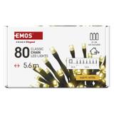 Lampki choinkowe Classic 80 LED 5,6m 3x AA ciepła biel czarny IP44 timer D4FW02 EMOS