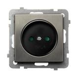 SONATA STAL INOX Gniazdo pojedyncze z przesłonami torów prądowych kolor stal inox GP-1RMP/m/37 OSPEL
