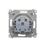 Simon 54 Gniazdo z/u i przesłonami 16A z. śrub. srebrne