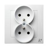 AS ANTYBAKTERYJNY Gniazdo podwójne z uziemieniem kompletne z ramką, produkt zawiera szkło fosforanow