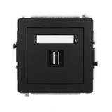 DECO Mechanizm gniazda pojedynczego USB A-A 2.0 czarny mat