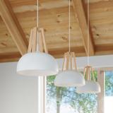 Lampa wisząca CASCO biała/naturalne drewno