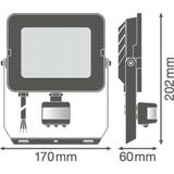 Naświetlacz LED FLOOD COMPACT SENSOR V 50W 830 SYM 100 BK 4058075575301 LEDVANCE