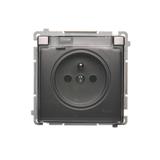 Simon Basic Gniazdo wtyczkowe z uziemieniem bryzgoszczelne IP44 16A 250V zaciski śrubowe. Klapka transparentna stal inox BMGZ1B.01/21A BMGZ1B.01/21a KONTAKT