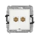 ICON Mechanizm gniazda antenowego podwójnego typu F (SAT) pozłacany, bez pola opisowego biały