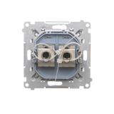 Simon 55 Gniazdo komputerowe podwójne RJ45 kategoria 6 ekranowane z przesłoną przeciwkurzową Jasnosz