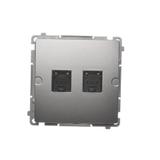 Simon Basic Gniazdo komputerowe RJ45 kategoria 6 podwójne z przesłoną przeciwkurzową Montaż na łapki