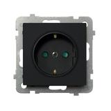 SONATA Gniazdo pojedyncze z uziemieniem schuko z przesłonami torów prądowych - kolor czarny metalik