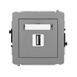 DECO Mechanizm gniazda pojedynczego USB A-A 2.0 szary mat