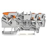 3-przewodowa złączka przelotowa z dźwignią i przyciskiem 2,5 mm2, szara