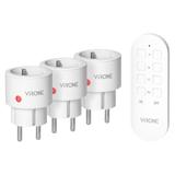 Zestaw bezprzewodowych gniazd MINI Schuko, sterowanych pilotem 3+1, 2300W