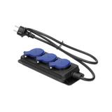 Przedłużacz warsztatowy bryzgoszczelny IP44, 3 gniazda 2P+Z IP44, przewód gumowy, H05RR-F 3x1,5mm2,