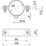 2900/W, ŚRUB.OBEJMA DYSTANS.2" M10