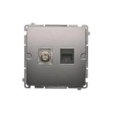 Simon Basic Gniazdo antenowe typu ''F'' + RJ45 kat.6 stal inox BMAFRJ45.01/21 KONTAKT