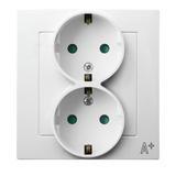AS ANTYBAKTERYJNY Gniazdo podwójne z uziemieniem schuko z przesłonami, kompletne z ramką, produkt za