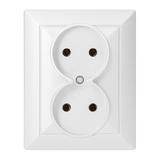 Gniazdo podwójne podtynkowe 2x2P Pearl, 16A, 250V, PT-5 P, biały OR-OE-7706/2P/W ORNO