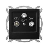 AS Gniazdo RTV-SAT z dwoma wyjściami SAT - kolor czarny metalik