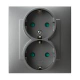 SZAFIR Gniazdo podwójne z uziemieniem schuko z przesłonami torów prądowych, kompletne z ramką - kolo