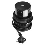 Gniazdo meblowe O10cm wysuwane z blatu z ładowarką indukcyjną ładowarką USB i przewodem 1,5m 3x2P+ O