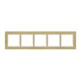 DECO Ramka uniwersalna pięciokrotna - aluminium szczotkowane (ramka: kolor mosiężny; spód: biały) mo