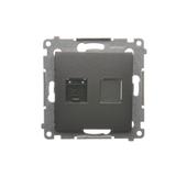 Simon 54 Gniazdo komputerowe pojedyncze RJ45 kategoria 6 z przesłoną przeciwkurzową antracyt D61.01/48 KONTAKT