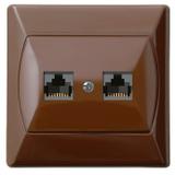 AKCENT Gniazdo komputerowe podwójne, kat. 5e FOREX - kolor brązowy