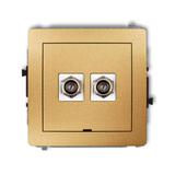 DECO Mechanizm gniazda antenowego podwójnego typu F (SAT) niklowany, bez pola opisowego złoty