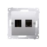 Simon 54 Gniazdo HDMI+RJ45 kat.6. srebrny mat