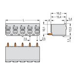 Gniazdo picoMAXeCOM raster 7,5mm 5‑biegunowe z prostymi pinami lutowniczymi z płytką 2092‑3155 /100szt./ WAGO