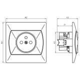 AKCENT Gniazdo pojedyncze z uziemieniem z przesłonami torów prądowych - kolor biały