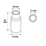 Nasadka sześciokątna 1/4", 11 mm, superlock