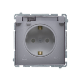 Simon Basic Gniazdo wtyczkowe Schuko do wersji IP44 16A 250Vzaciski śrubowe srebrny mat. Klapka transparentna BMGSZ1B.01/43A KONTAKT