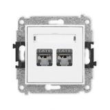 ICON Mechanizm gniazda komputerowego podwójnego 2xRJ45, kat. 6, ekranowany, 8-stykowy biały