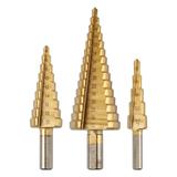 Wiertła stopniowe: 4-12, 4-20, 4-32 mm, TiN, zestaw 3 szt.