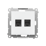 Simon 55 Gniazdo telefoniczne podwójne RJ12 Biały mat