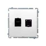 Simon Basic Gniazdo komputerowe RJ45 kategoria 6 podwójne ekranowane z przesłoną przeciwkurzową Mont