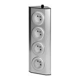 Gniazda meblowe, kuchenne montowane na rzepy 4x2P+Z INOX, FS-1 ORNO