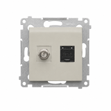 Simon 54 Gniazdo antenowe typu F + RJ45 kat.6 kaszmir mat DASFRJ45.01/42