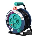 Przedłużacz bębnowy MINI, 4 gniazda 2P+Z, metalowy stojak, polwinit H05VV-F 3x1mm2 , długość 15m, turkusowy OR-AE-1339/T ORNO