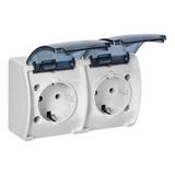 Gniazdo podwójne Schuko AQUATIC IP44 biały dymiony OR-OE-7106(GS)/WT ORNO