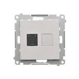 Simon 55 Gniazdo komputerowe pojedyncze RJ45 kategoria 6 z przesłoną przeciwkurzową Aluminium mat T61.01/143 KONTAKT