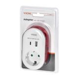 Adapter 1x 2P+Z z ładowarką USB (Typ A+C), 5V DC/ 3,4A, z dodatkowym kablem ładującym (typ C + Light CS-2(GS) ORNO