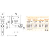 Zacisk uniwersalny, długi trzpień z poprz. kołkiem, fi 25 mm, do 30 mm pł.
