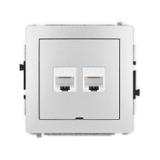 DECO Mechanizm gniazda komputerowego podwójnego 2xRJ45, kat. 6, 8-stykowy, bez pola opisowego srebrn