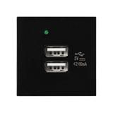 NOEN USB x 2 podwójny port modułowy 45x45mm z ładowarką USB 2,1A 5V DC czarny OR-GM-9010/B/USBX2 ORN